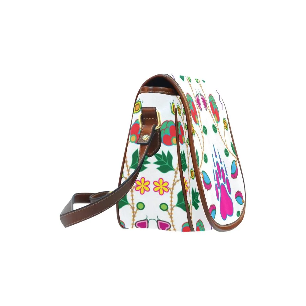 Geometric Floral Fall - White Saddle Bag/Small