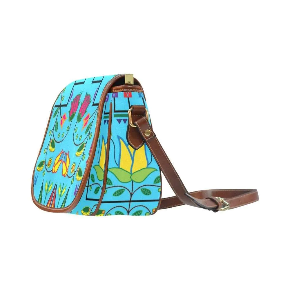 Geometric Floral Summer - Sky Blue Saddle Bag/Small