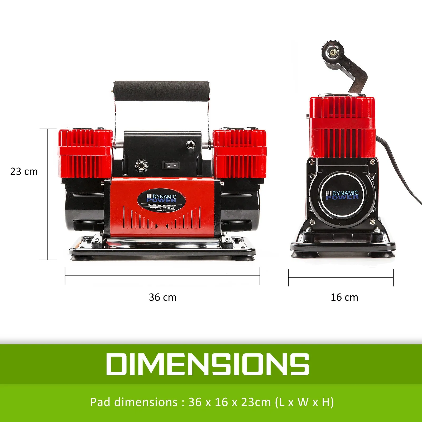 Heavy Duty 12V Car Air Compressor 300L/MIN with Repair Kit - Dynamic Power