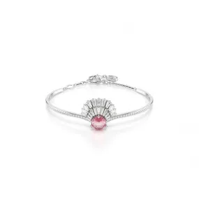 Idyllia Pink Rhodium Plated Shell Bangle 5680298