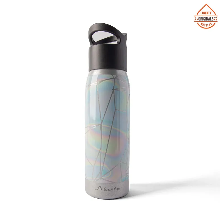 Irridescent Originals Water Bottle w/Black Cap Made in USA by Liberty Bottleworks AlumBottle