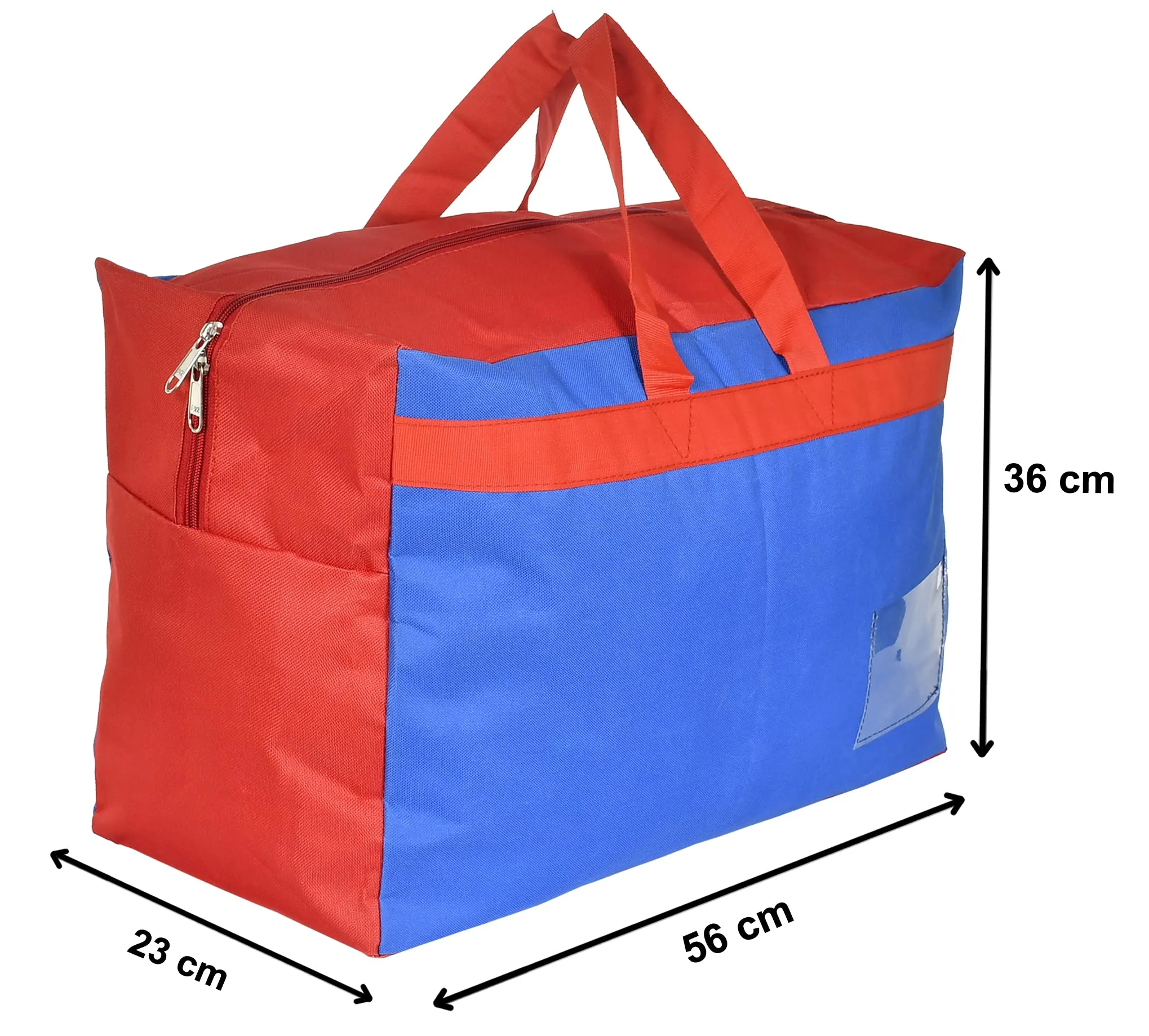 Kuber Industries Canvas Multi-Purpose Storage Bag/Clothing Storage Organizer (Blue & Red), Pack of 1