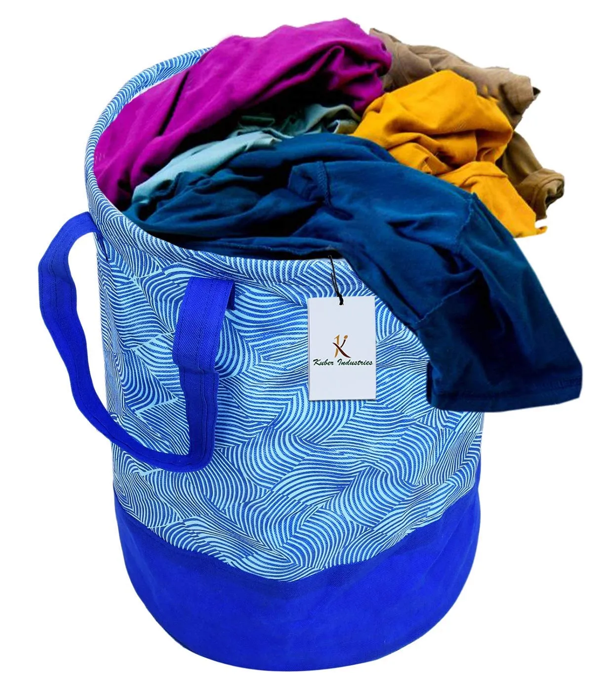 Kuber Industries Laheriya Printed 2 Pieces Waterproof Canvas Laundry Bag, Toy Storage, Laundry Basket Organizer 45 L (Blue) -KUBMART2748