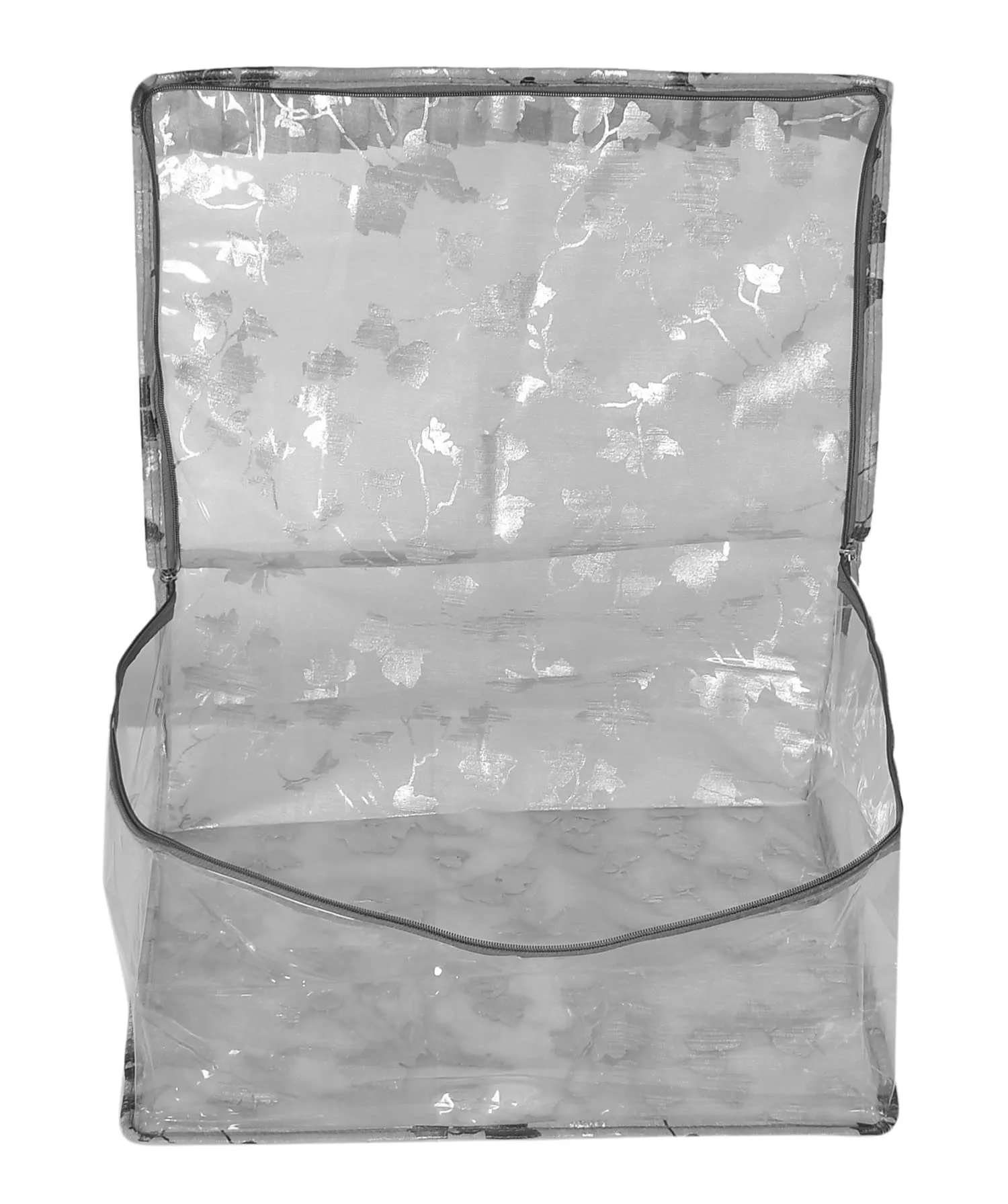 Kuber Industries Leaf Printed Laminated Transparent Underbed Storage Bag (Grey)-HS43KUBMART26133