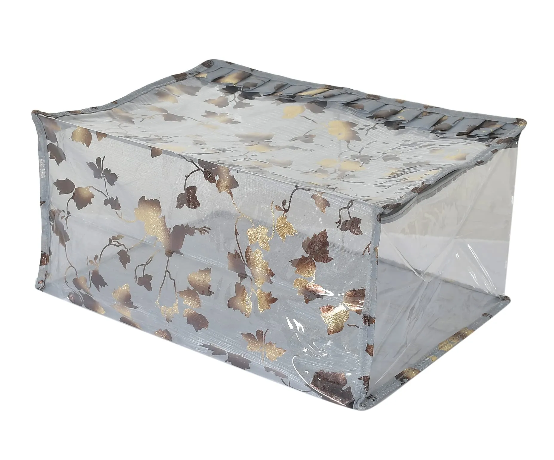 Kuber Industries Leaf Printed Laminated Transparent Underbed Storage Bag (Grey)-HS43KUBMART26133