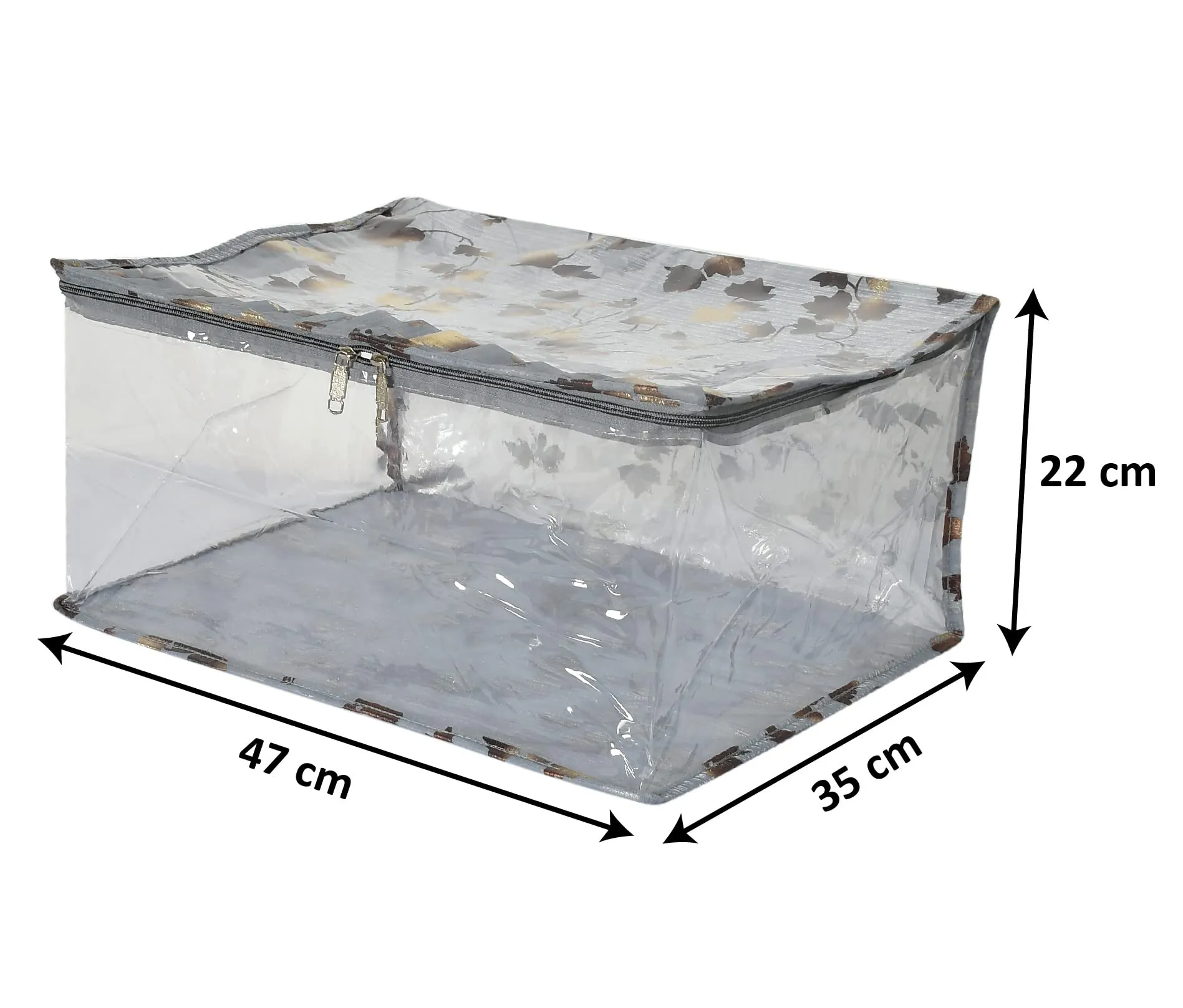 Kuber Industries Leaf Printed Laminated Transparent Underbed Storage Bag (Grey)-HS43KUBMART26133