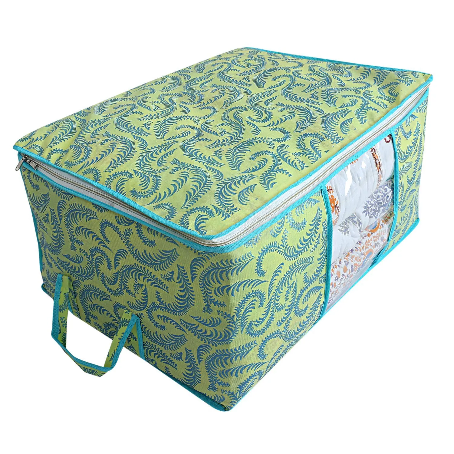 Kuber Industries Non Woven Exclusive Rectangular Underbed Storage Organizer, (Green, Standard, CSKT01063)