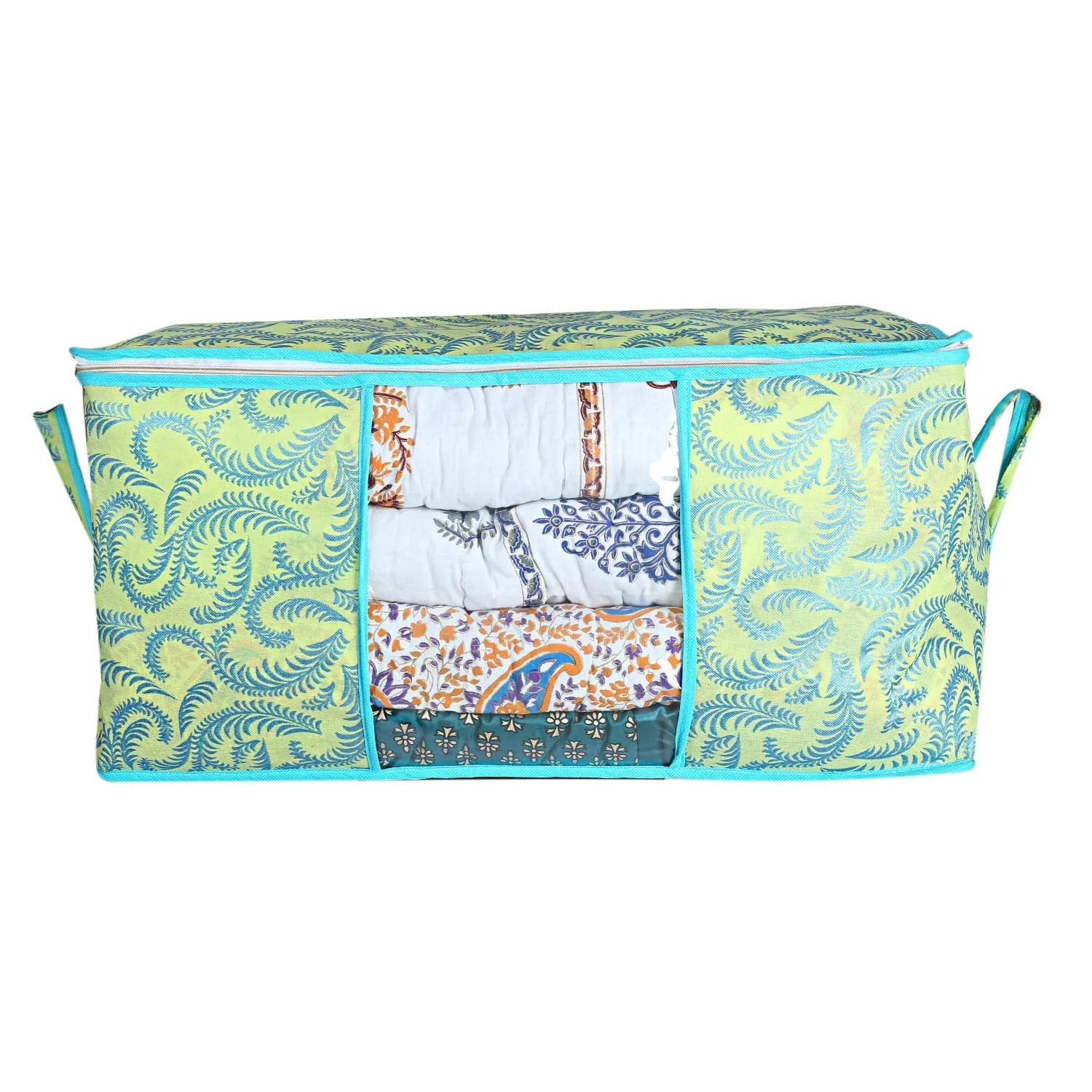 Kuber Industries Non Woven Exclusive Rectangular Underbed Storage Organizer, (Green, Standard, CSKT01063)