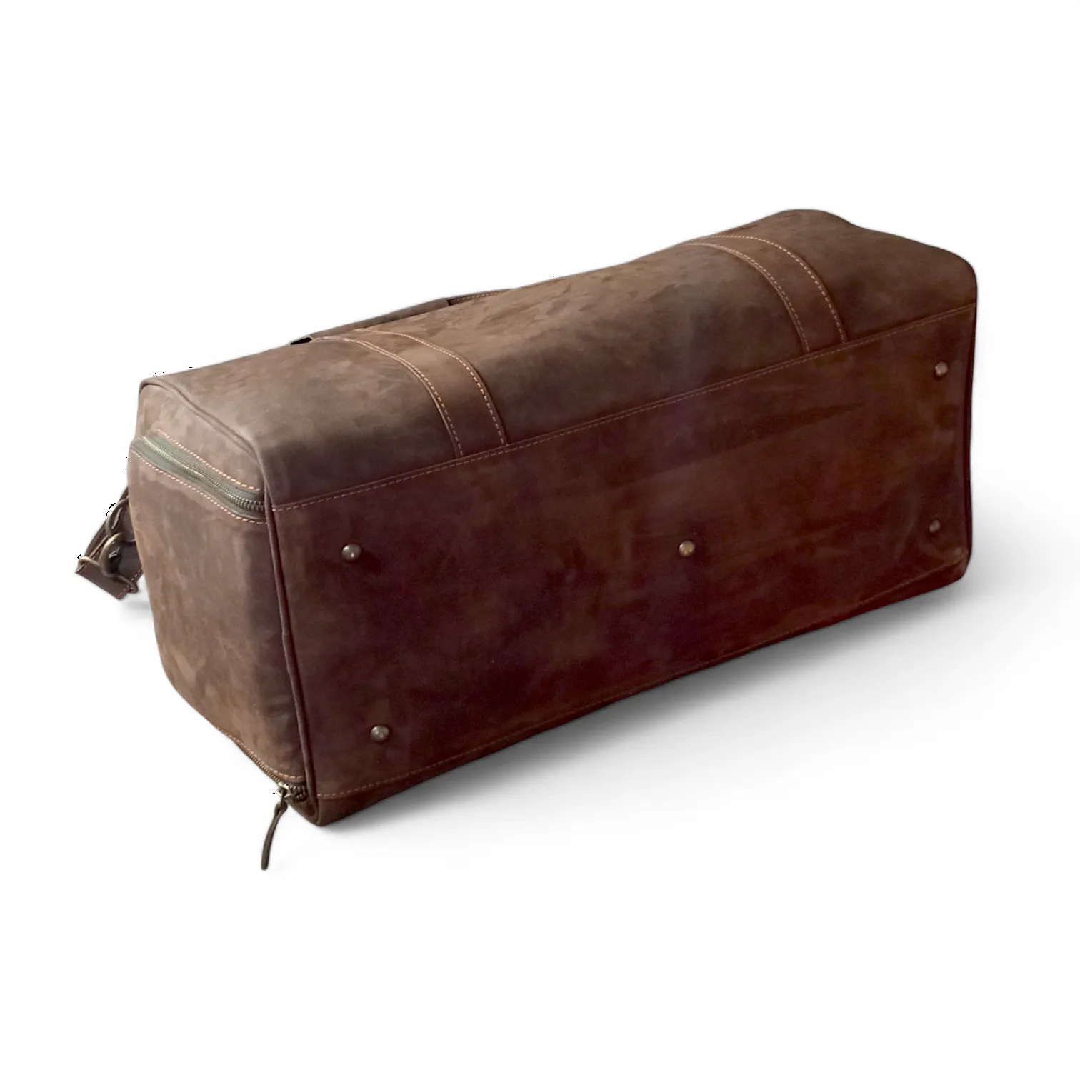 Leather Duffel Bag with Shoe Compartment