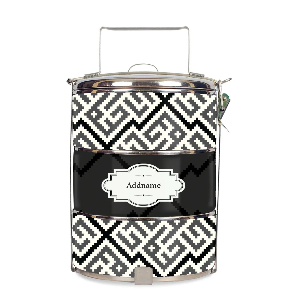 Linear Cubic Moroccan & Mosaic Series 3-Tier Standard Medium 14cm Tiffin Carrier [FREE Custom Add Name]