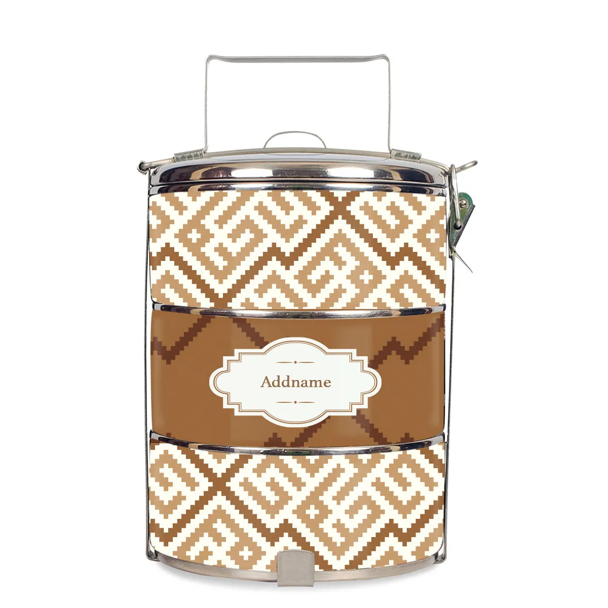 Linear Cubic Moroccan & Mosaic Series 3-Tier Standard Medium 14cm Tiffin Carrier [FREE Custom Add Name]