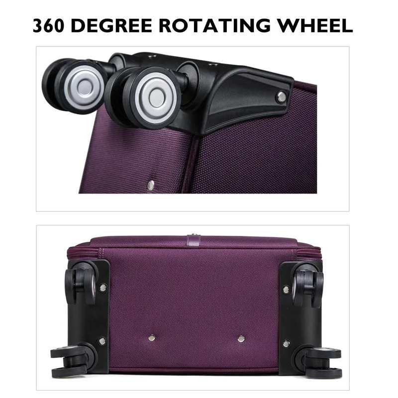 Luxury Unisex Faux Leather Suitcase - 8 Wheels, TSA Lock | Cushioned Laptop Compartment | Purple