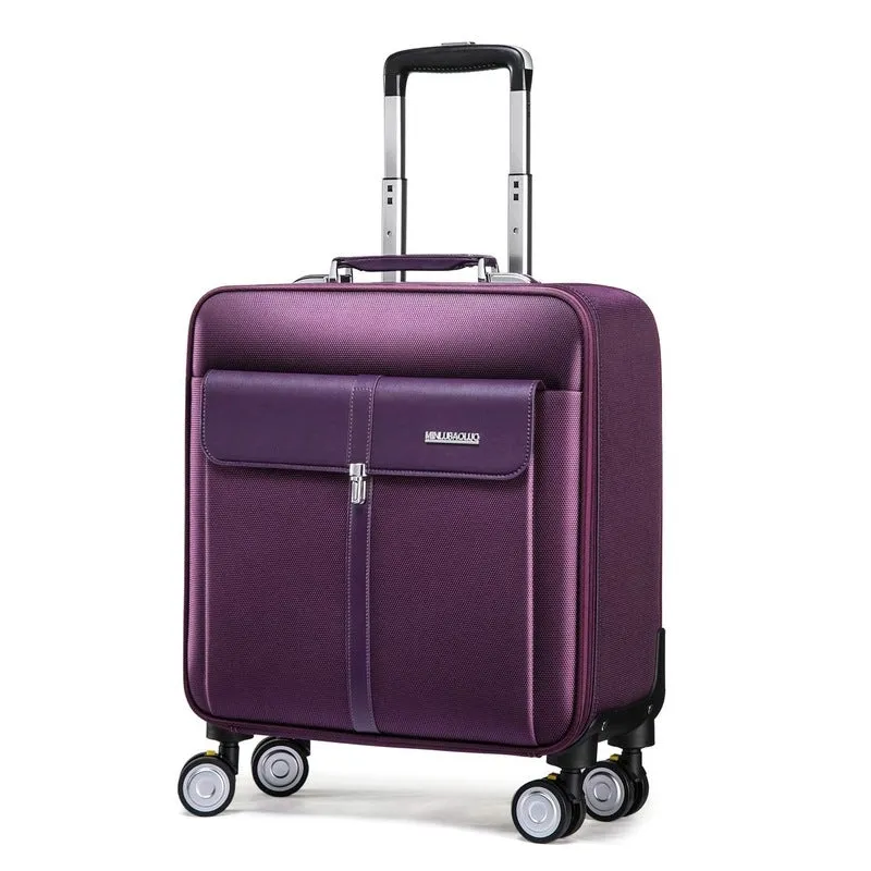 Luxury Unisex Faux Leather Suitcase - 8 Wheels, TSA Lock | Cushioned Laptop Compartment | Purple