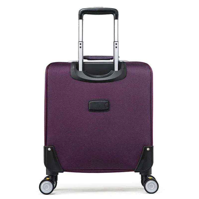 Luxury Unisex Faux Leather Suitcase - 8 Wheels, TSA Lock | Cushioned Laptop Compartment | Purple