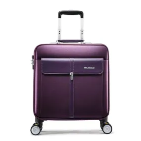 Luxury Unisex Faux Leather Suitcase - 8 Wheels, TSA Lock | Cushioned Laptop Compartment | Purple