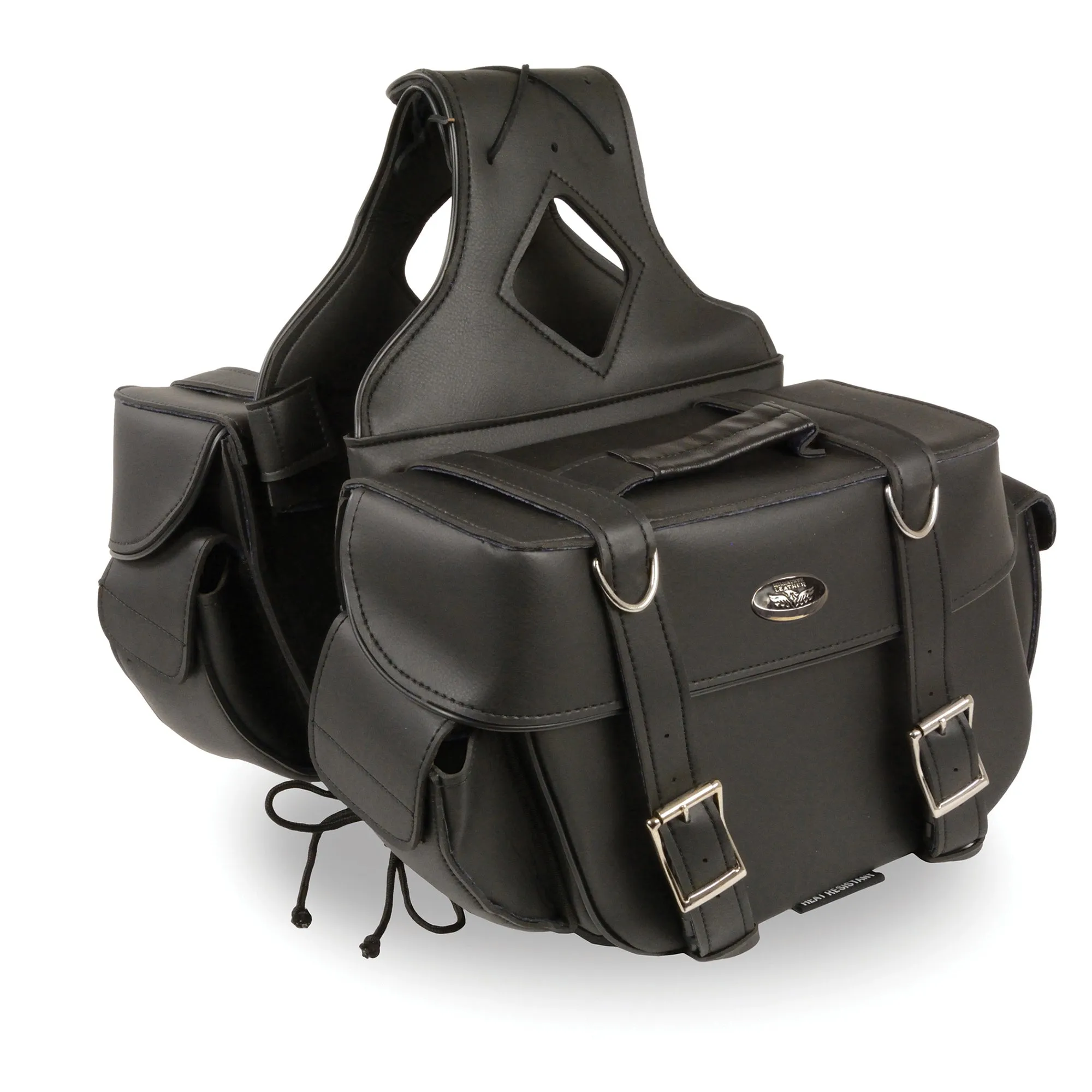 Medium Zip-Off PVC Throw Over Riveted Saddle Bag (13X10X5X20)