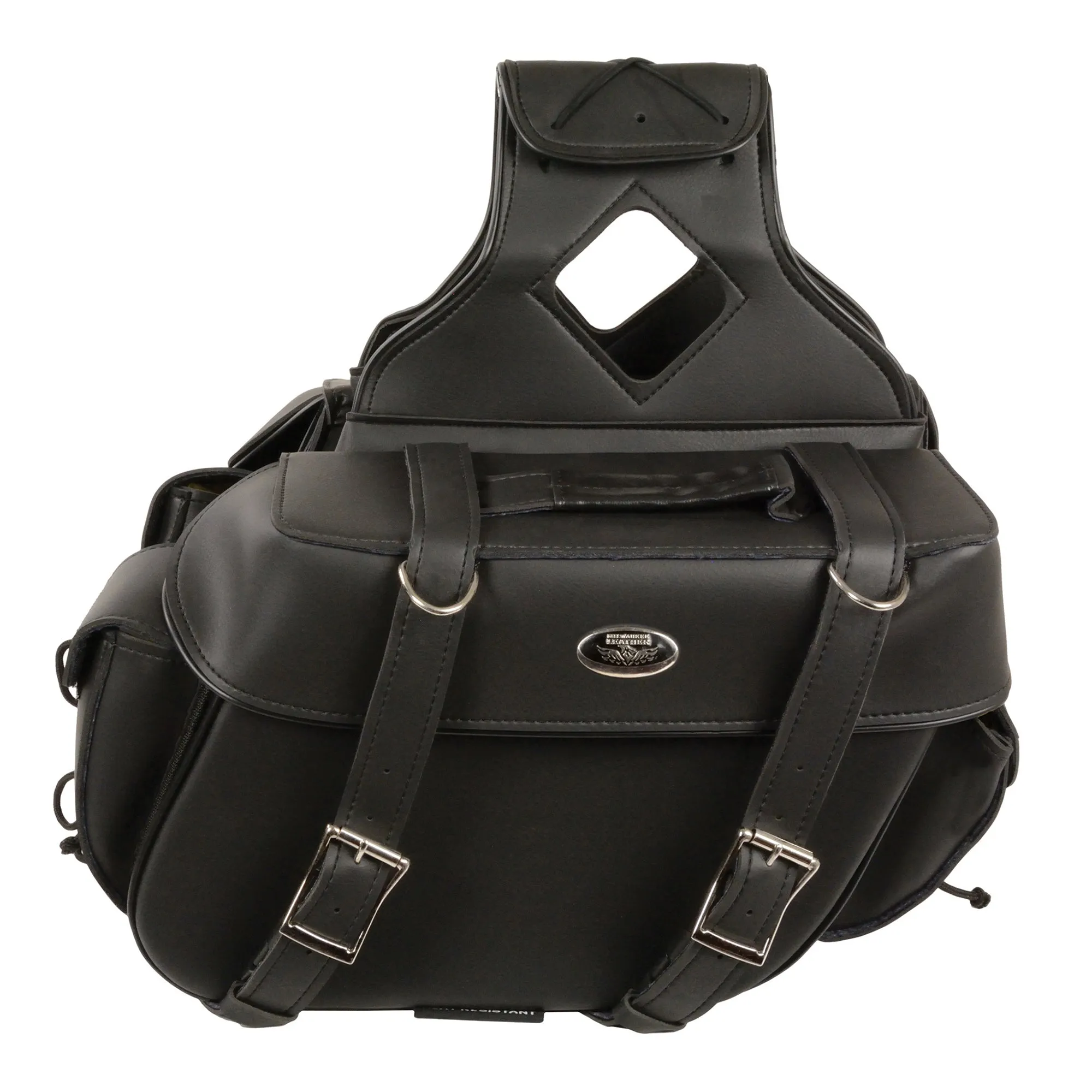 Medium Zip-Off PVC Throw Over Riveted Saddle Bag (13X10X5X20)