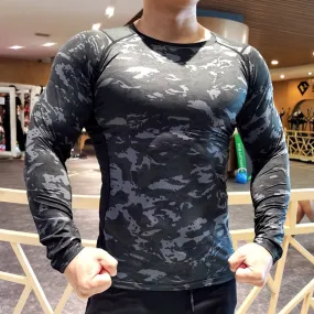 Men Compression Sweatshirt Running Elastic Compression Tshirt Fitness Tight Sport Clothes Jogging Training Sportswear Rash Guard