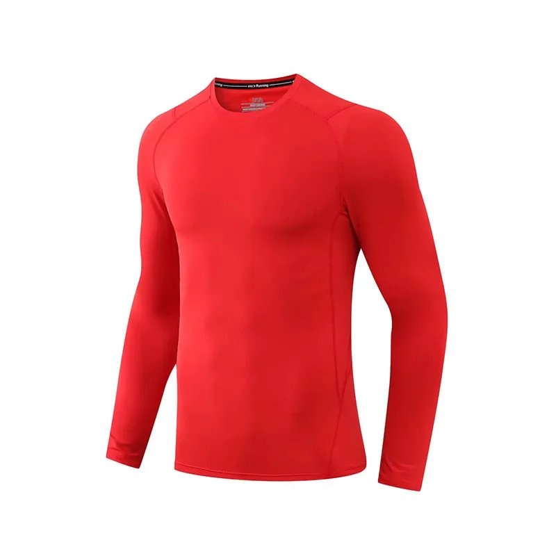 Men Compression Sweatshirt Running Elastic Compression Tshirt Fitness Tight Sport Clothes Jogging Training Sportswear Rash Guard