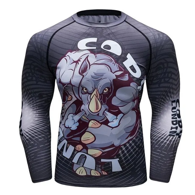 MMA Printed Workout Quick Dry Fitness Long Sleeves