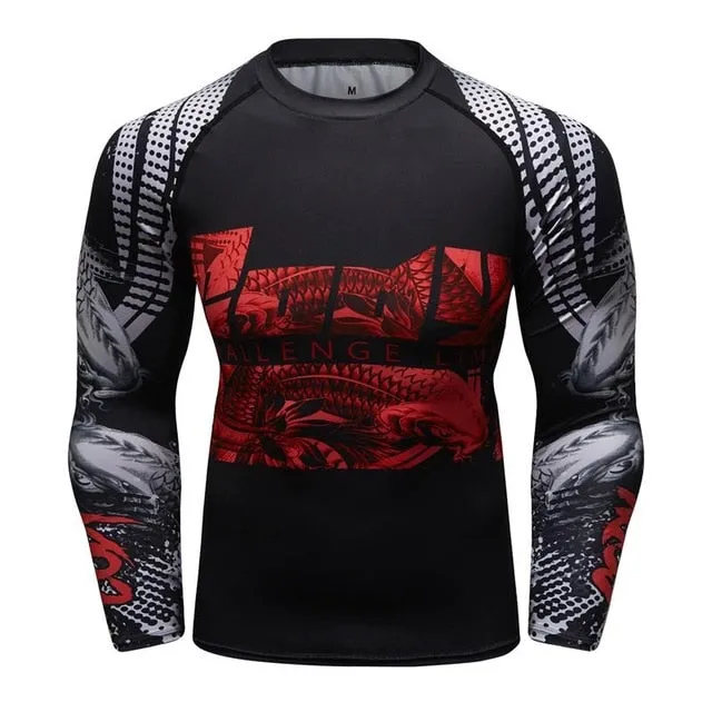 MMA Printed Workout Quick Dry Fitness Long Sleeves