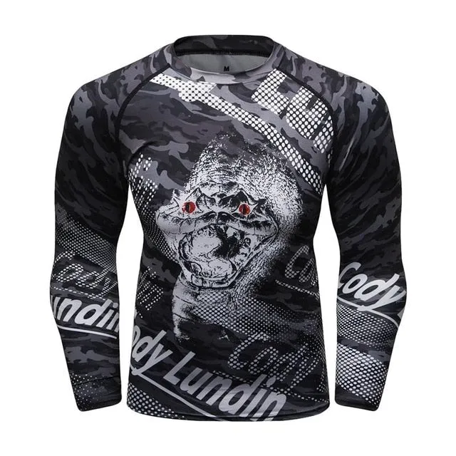 MMA Printed Workout Quick Dry Fitness Long Sleeves