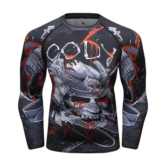 MMA Printed Workout Quick Dry Fitness Long Sleeves