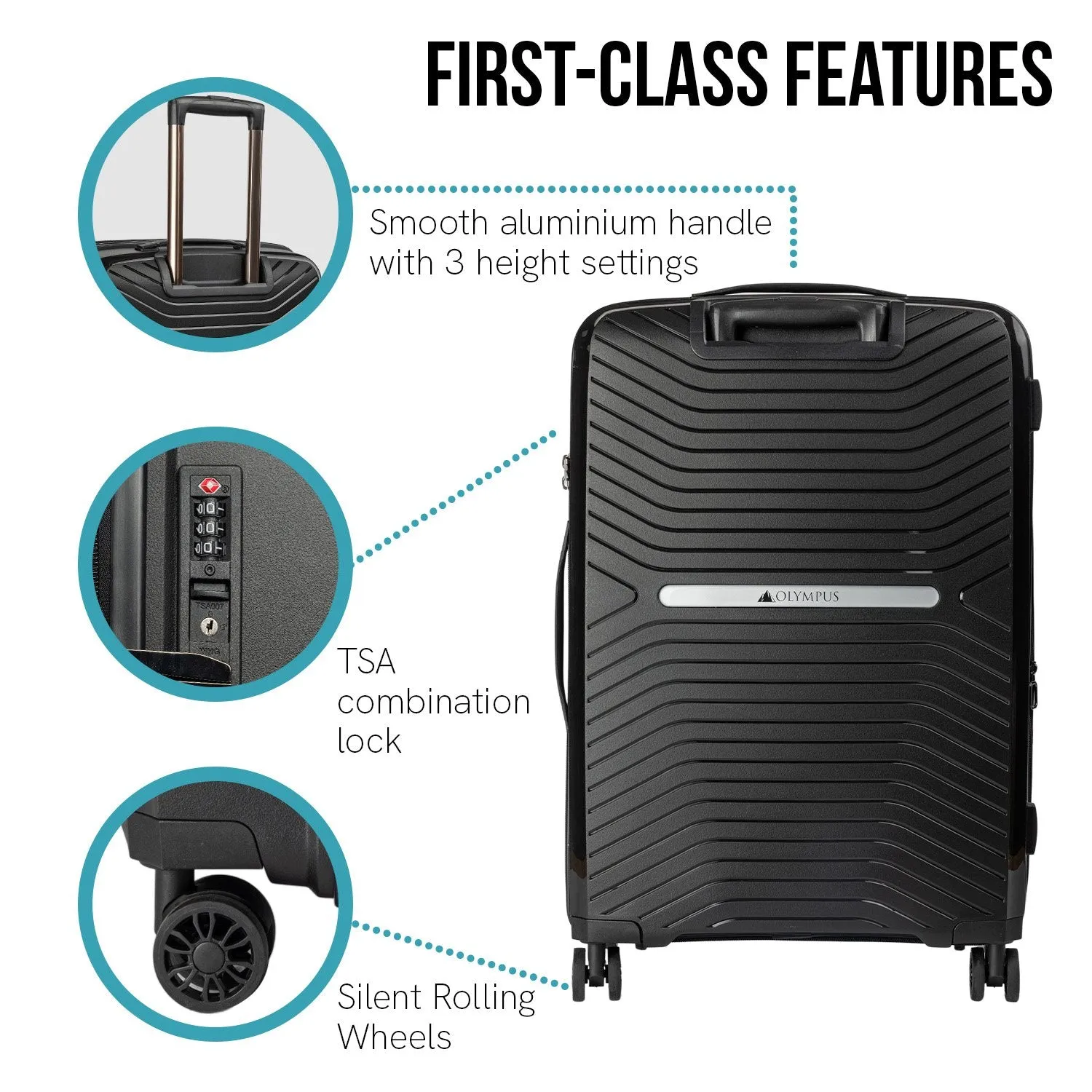 Olympus Astra 24" Lightweight Hard-Shell Suitcase (Obsidian Black)