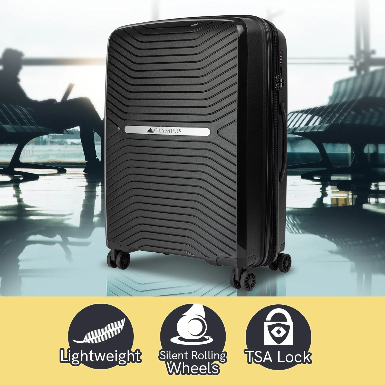 Olympus Astra 24" Lightweight Hard-Shell Suitcase (Obsidian Black)