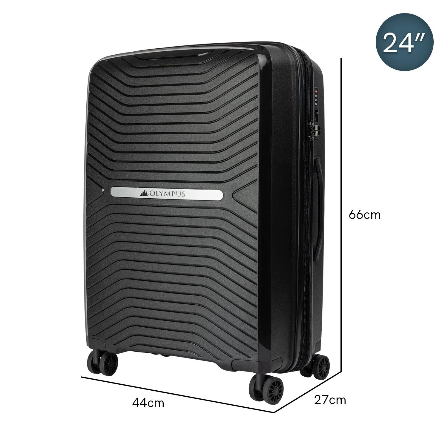 Olympus Astra 24" Lightweight Hard-Shell Suitcase (Obsidian Black)