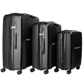 Olympus Hard Shell Astra Luggage Set in Obsidian Black (3 Piece Set)