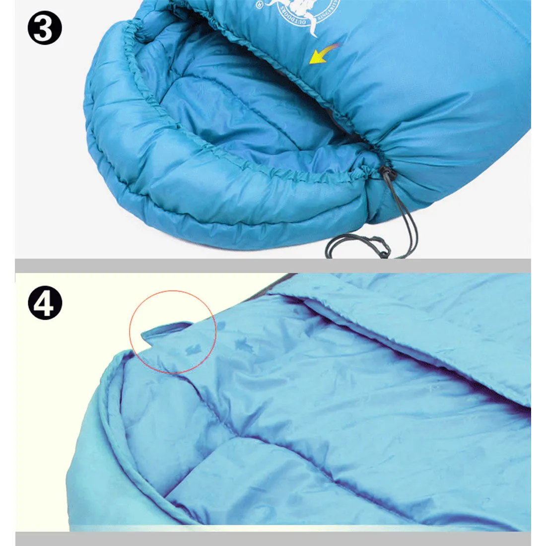 Outdoor Camping Envelope Sleeping Bag Thermal Tent Hiking Winter Single -10°C - blue