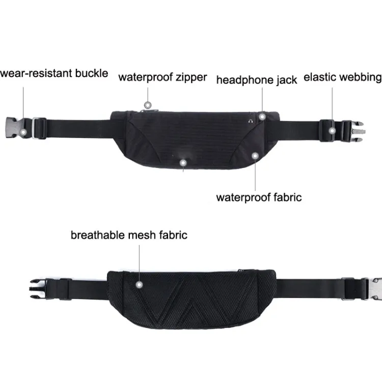 Outdoor Sports Running Ultra-light Large-capacity Close-fitting Phone Waist Bag(Black)