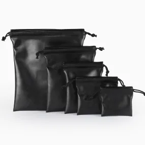 Packaging Bag Black Leather Drawstring Bag