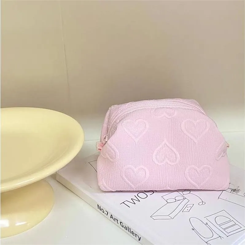 Pink Heart Cosmetic Travel Organizer