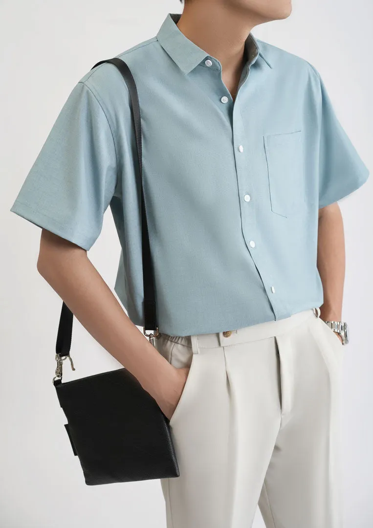 Plain Short Sleeve Shirt with Pockets 4305