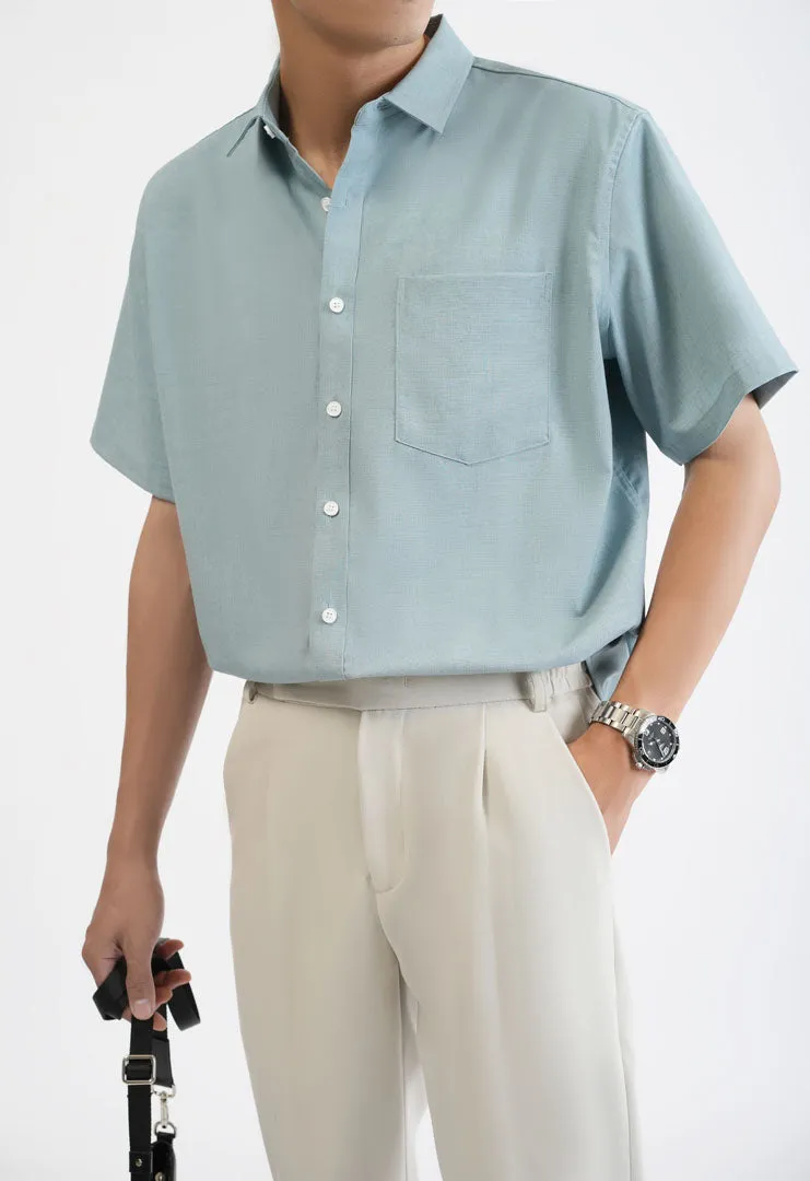 Plain Short Sleeve Shirt with Pockets 4305