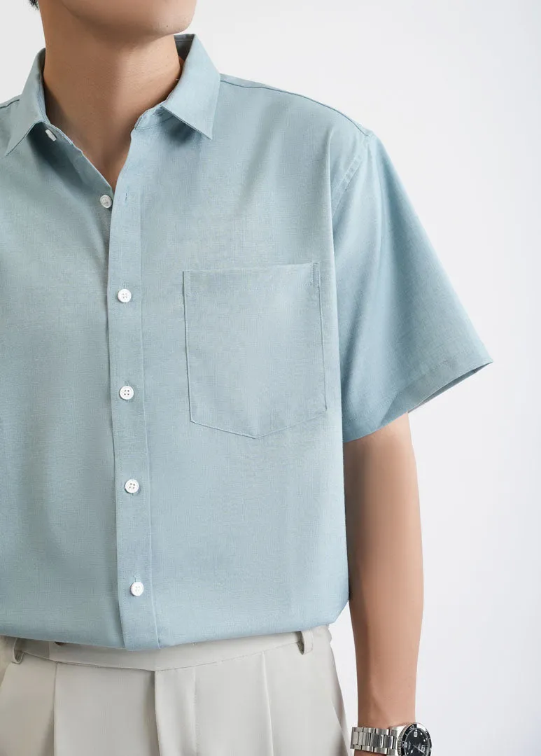 Plain Short Sleeve Shirt with Pockets 4305