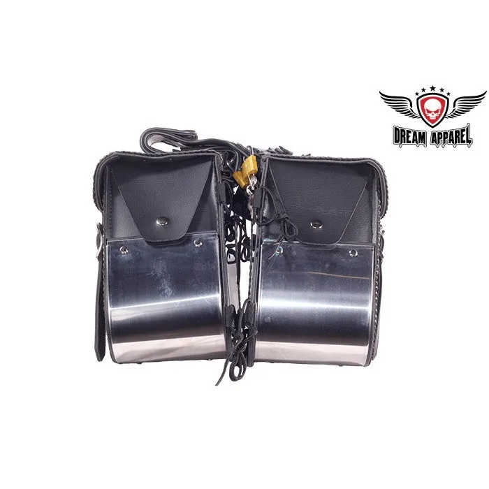 PVC Motorcycle Saddlebag With Chrome Plate At Bottom Of Saddlebag W/ Gun Holster