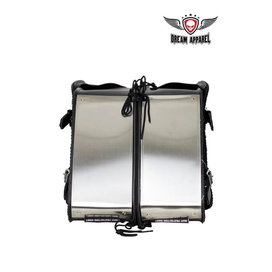 PVC Motorcycle Saddlebag With Chrome Plate At Bottom Of Saddlebag W/ Gun Holster