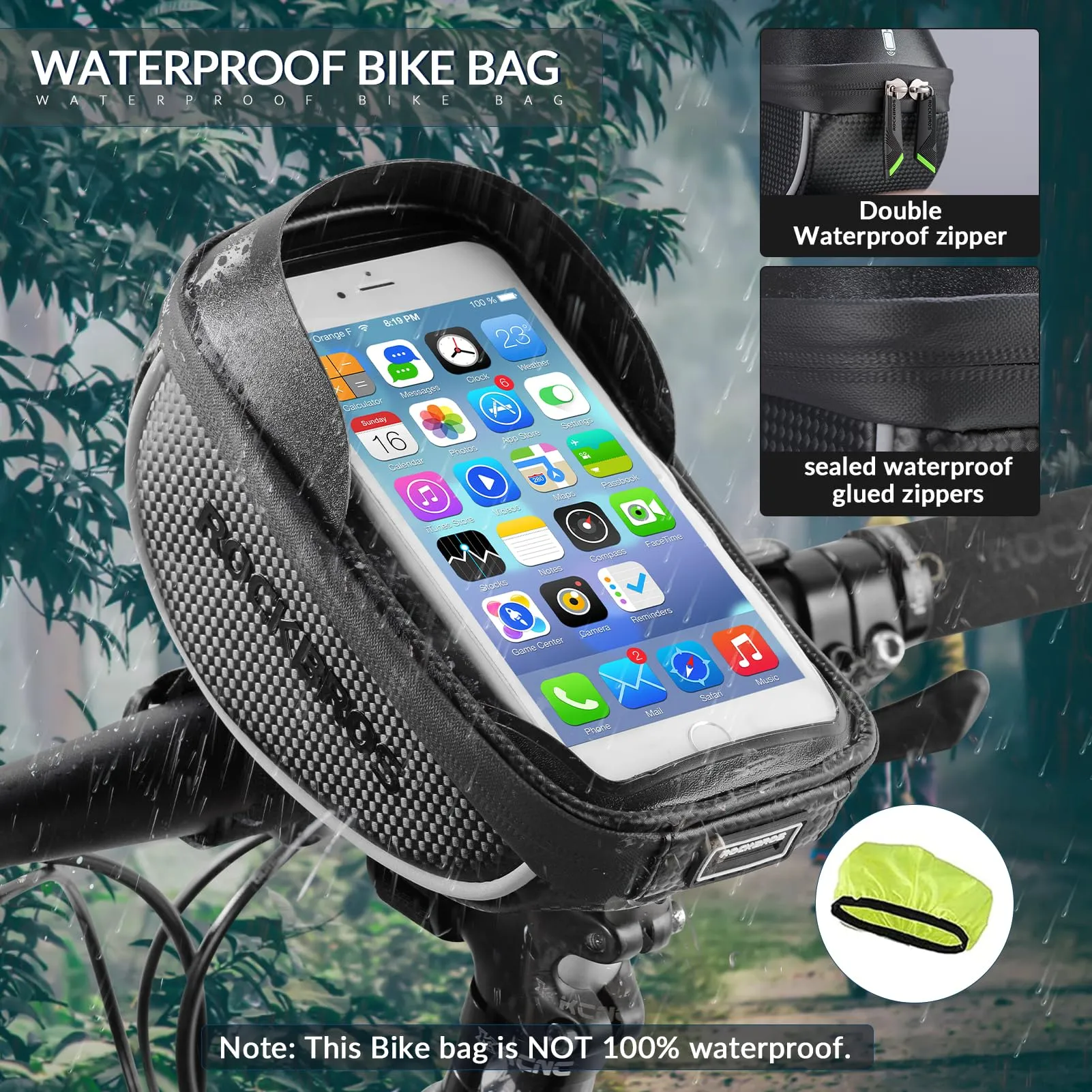 ROCKBROS Bike Front Frame HandlebarWaterproof Bag  below 6.5"