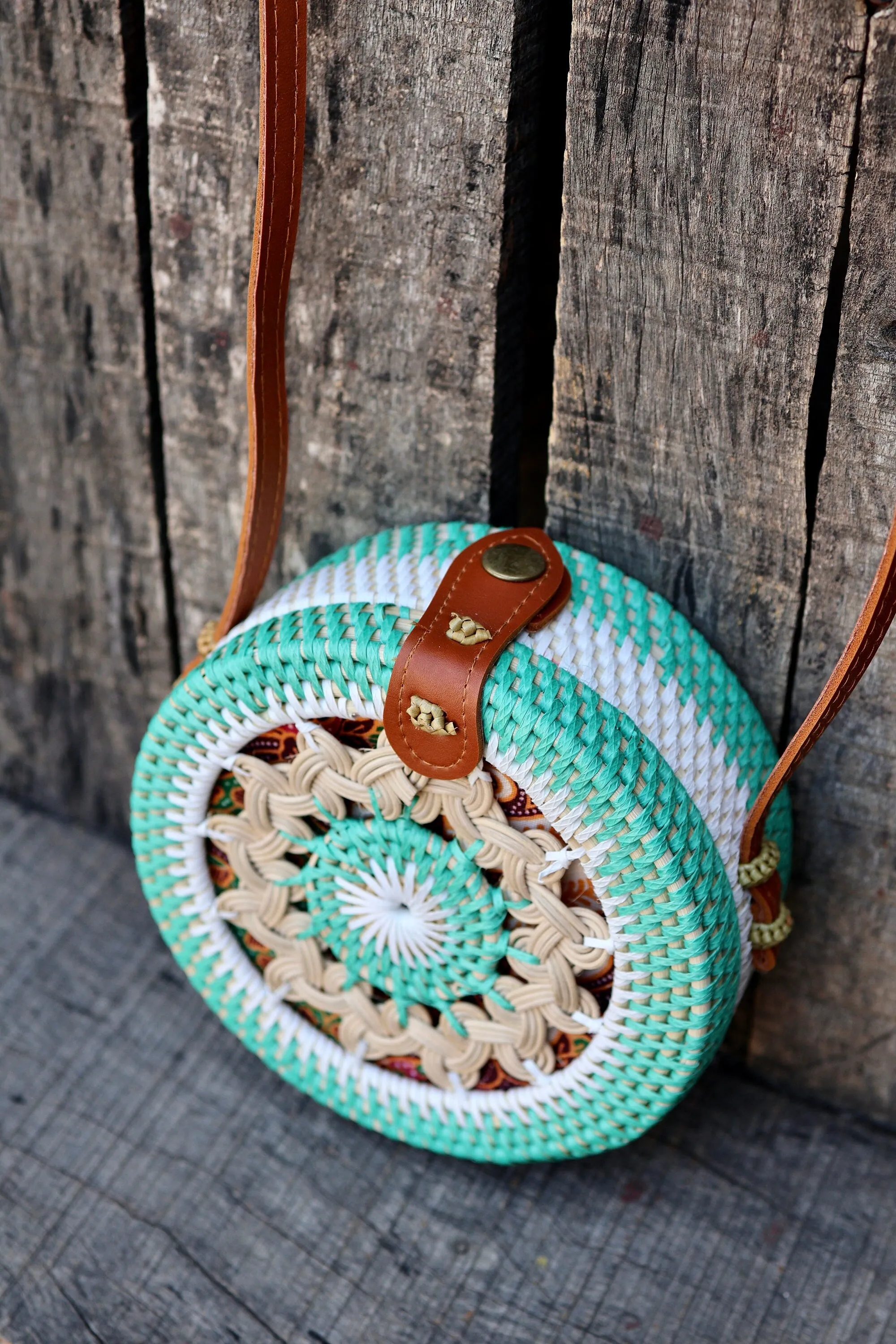 Round Rattan Bag with Braid Pattern, Bali Bags, Handwoven Crossbody Purse, Braided Straw Bag, Bali Sling Bags, Rattan Bags, Gift for her