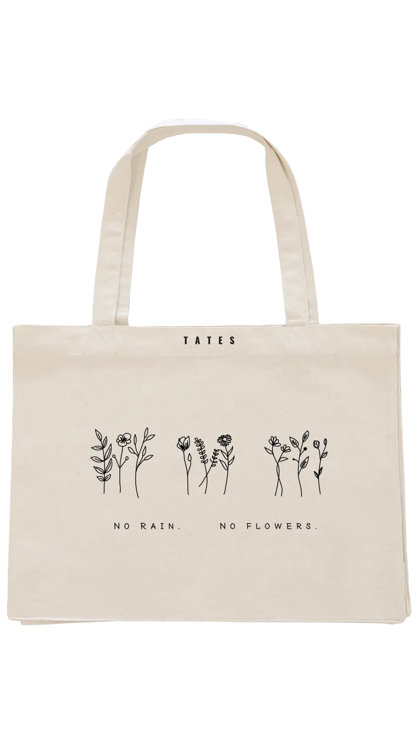 Shopping bag mit "No rain no flowers" Motiv