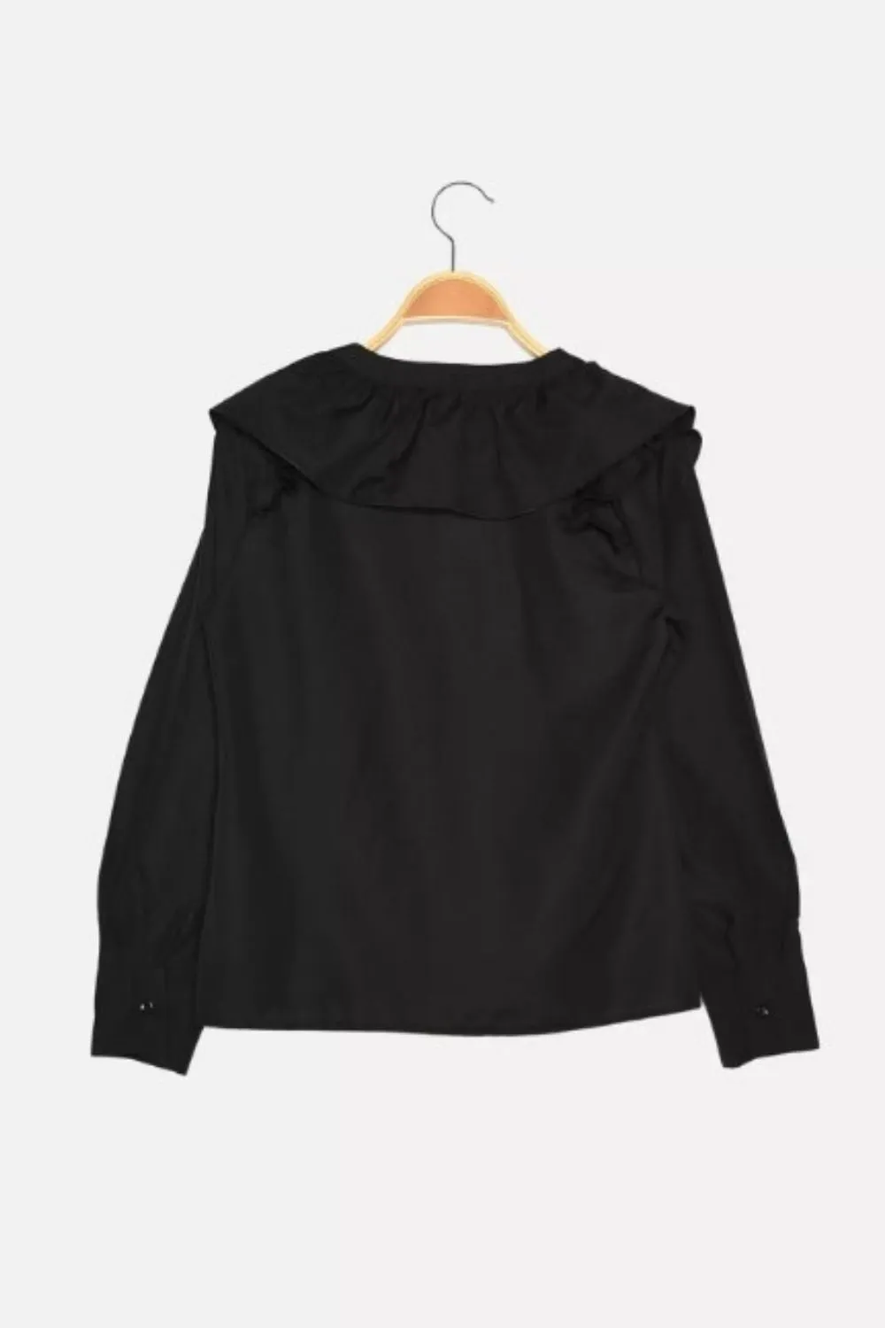 Simply Ruffled Full Sleeve Black Top