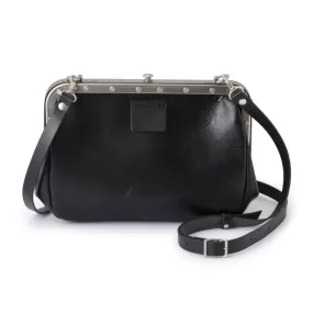 Small Leather Shoulder Bag - Train Conductors Bag Design / Black -, Cross Body Bag