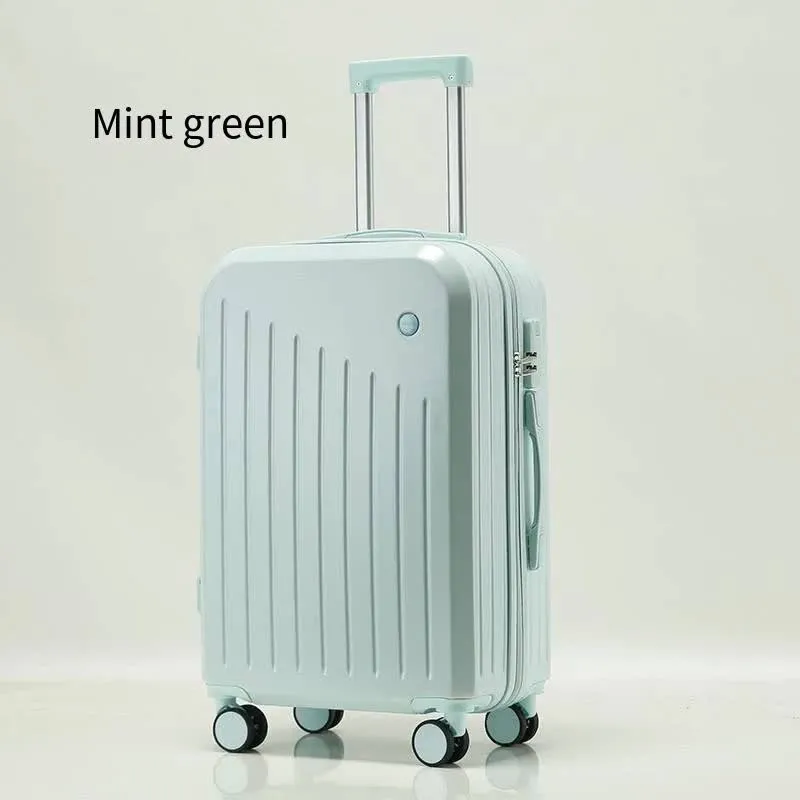 Smart Carry-On Luggage with Cup Holder & USB Charging Port - Mint green Color Spinner Suitcase for Travel Convenience  24 inch