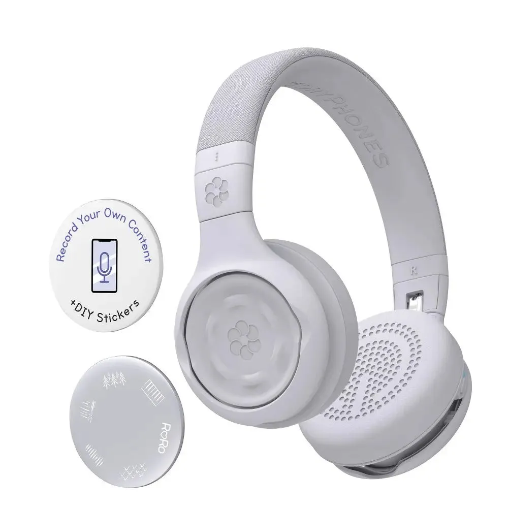 StoryPhones Storytelling Bluetooth Wireless Kids Headphones Intro Bundle with ZenDisk and PlayShield - Gray