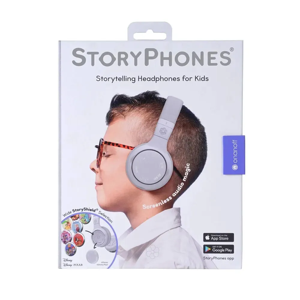 StoryPhones Storytelling Bluetooth Wireless Kids Headphones Intro Bundle with ZenDisk and PlayShield - Gray