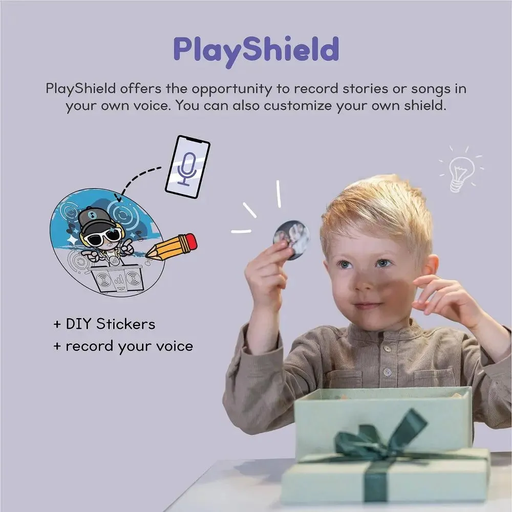 StoryPhones Storytelling Bluetooth Wireless Kids Headphones Intro Bundle with ZenDisk and PlayShield - Gray