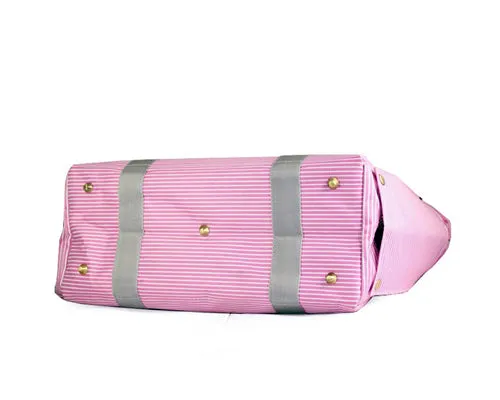 Stripe Series Pet Kennel Carrier Crate Tote Bag - Pink